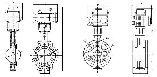 電動開關蝶閥對夾式結構